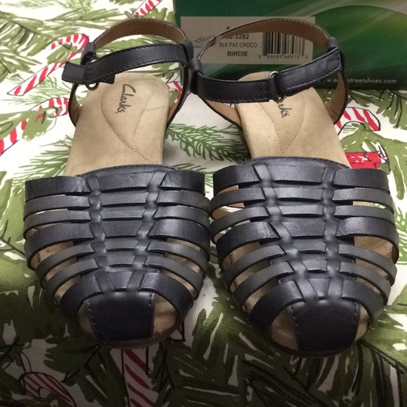 Clarks Shoes - Clarks Huarache Wedge Leather Sandals size 8 Blue